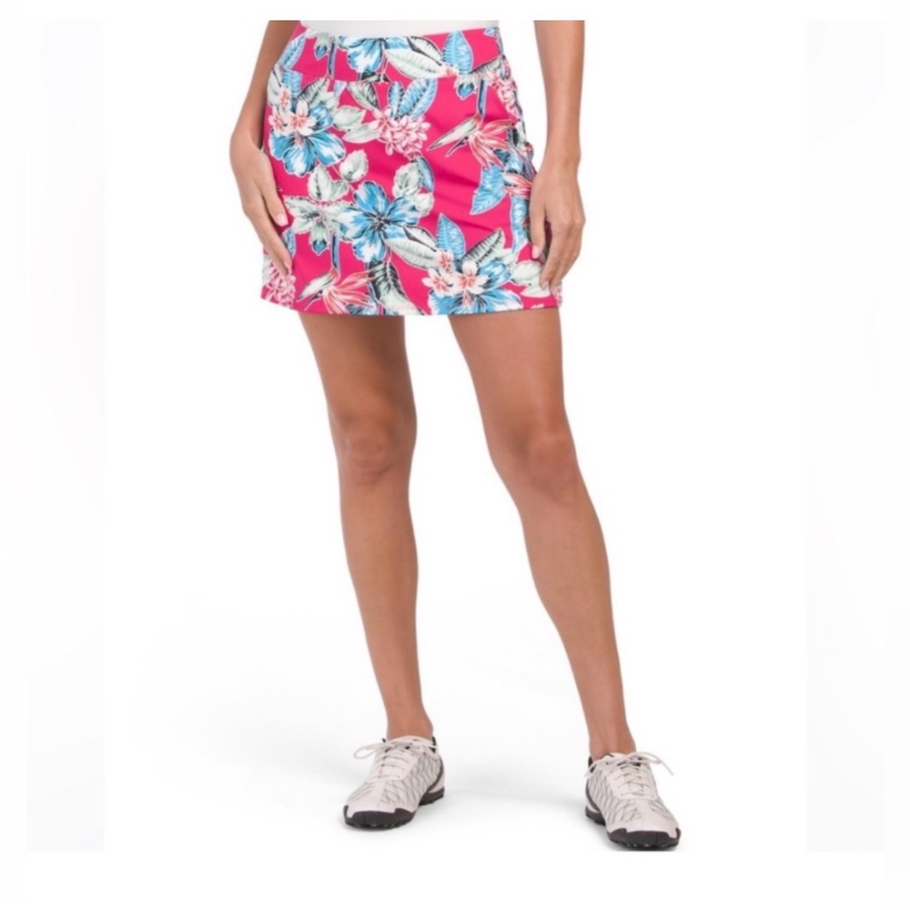 Tommy Bahama Pink Tropical Hawaiian Floral Activewear Golf Skort Size S
